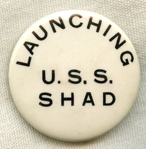 Wwii Uss Shad Ss Celluloid Launch Button Badge Flying Tiger