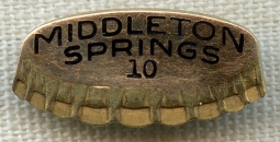 Great 1930's Middleton Springs Beverages (MA) 10 Year Service Pin