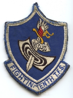 Late 1960s USAF 10th Tactical Fighter Squadron TFS (aka Fighting Tenth) Jacket Patch Velcro Back