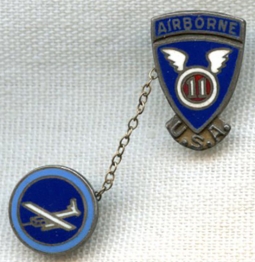 Great Ca. 1943 US Army 11th Airborne Glider Troops Sweetheart Pin in Enameled Sterling Silver