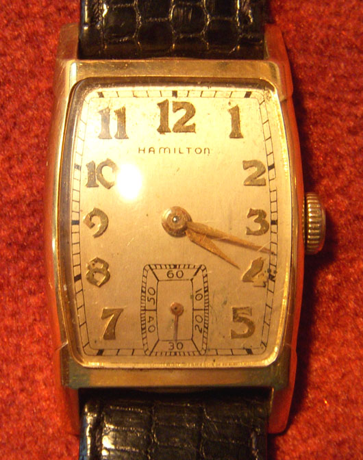 HAMILTON Vintage C. 1930s Mens SS Watch Black Dial & Sub-Second - $6K