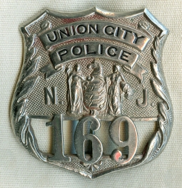 Nice, Probably 1st Issue, ca 1925, Union City, New Jersey Police Badge #169