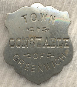 1870s-1880s Greenwich, Connecticut Town Constable Badge worn by James Nedley