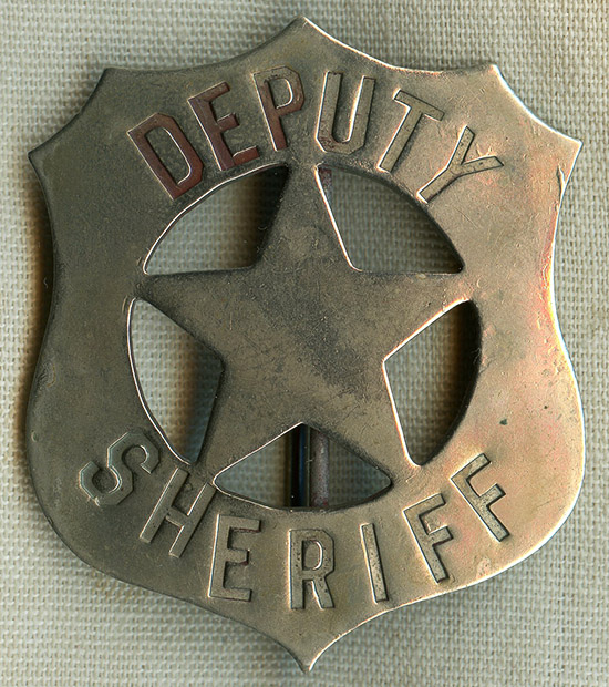 1880s - 90s Old West Deputy Sheriff Circle Star Cut Out Shield Badge 