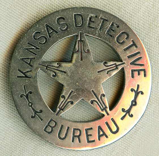 Wonderful 1880's - 90's Old West Kansas Detective Bureau Badge: Flying ...