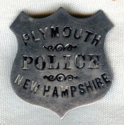 Nice Circa 1890s Plymouth, New Hampshire Police Badge