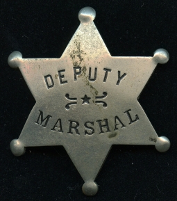 Great 1890's Old West Deputy Marshal 6pt. Star 'Stock' Badge