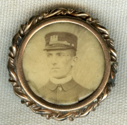 Cool 1890's Spanish-American War Sweetheart Pin of US Army Corps of Engineers Soldier