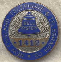 Ca.1910s New England Telephone & Telegraph Co. Numbered Employee Badge