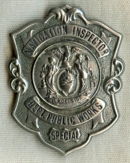 Ca. 1900 NY State Dept. of Public Works Waterways Special Navigation Inspector Badge