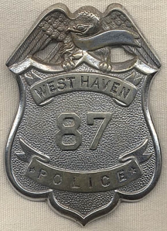 Old Circa 1900 West Haven, Connecticut Police Badge #87