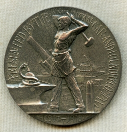 Gorgeous WWI Service Medal to Am. Car & Foundry Co. Management in Heavy Sterling Silver by Gorham