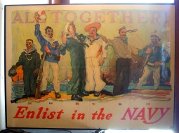 Large & Terrific 1917 US Navy "All Together!" Recruiting Poster