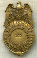 Beautiful WWI Era 1918 American Protective League Operative Type III Badge. Great Number: 100!