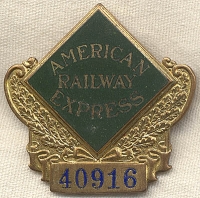 Ca. 1920 American Railway Express Co. Messenger #40916 Badge