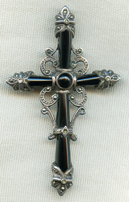 Vintage silver and onyx store cross