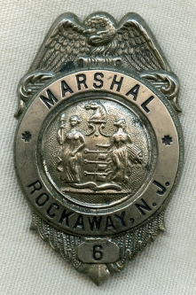 Rare 1920's Rockaway Township New Jersey Marshal Badge #6 by CD Reese