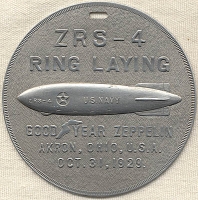 Very Rare 1929 USS Akron Ring-Laying Ceremony Commemorative Medal ZRS-4