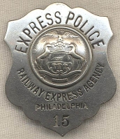 Circa 1930 Railway Express Agency (REA) of Philadelphia Express Police Badge #15