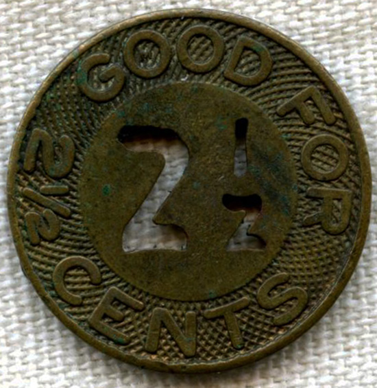 Nice 1930's Chinese General Omnibus Co. Ltd. 2 1/2 cent Brass ...