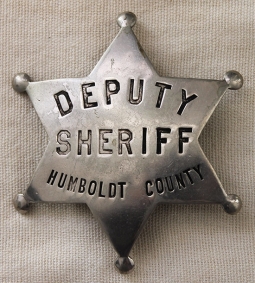 Beautiful Early 30's Humboldt Co., CA Deputy Sheriff 6-pt. Star Badge by P & M.K. Co.