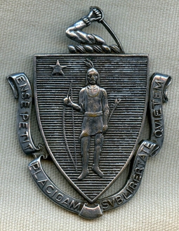 Nice 1930's Massachusetts State Police Campaign Hat Badge