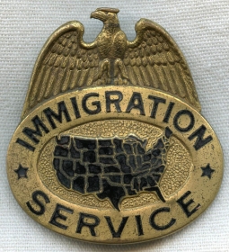 1930s United States Immigration Service Agent Hat Badge #703