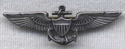 1930s USN Observer & UNOFFICIAL Enlisted Pilot Overseas Lapel Wing in Sterling