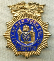 Nice 1940's - 50's NY City Police Department Inspector Rank Miniature or Wallet Badge