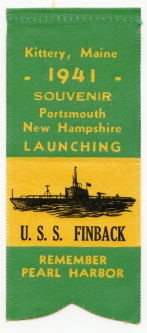1941 Submarine Launch Ribbon for the USS Finback SS-230