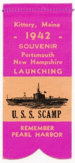 WWII US Navy Lost Boat USS Scamp SS-277 Submarine Launching Ribbon