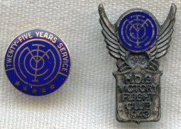 BEING RESEARCHED Pair 1943 Aviation Service Pins (T.M. Co?) 10K & Sterling NOT FOR SALE UNTIL IDed