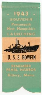 1943 Launch Ribbon for High-Scoring Submarine, USS Bowfin SS-287