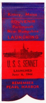 WWII Submarine Launch Ribbon for the USS Sennet SS-408