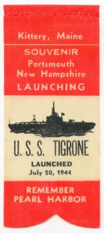 WWII Submarine Launch Ribbon for the USS Tigrone SS-419