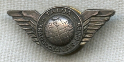 1950s TALOA Transocean Air Lines Pin in Sterling Silver