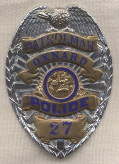 ca Late 1950s Oxnard California Policeman Badge