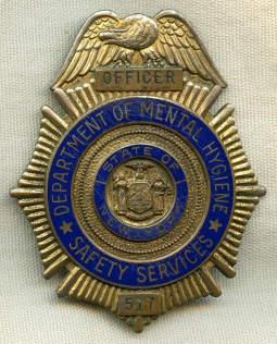 Scarce 1960's New York State Dept. of Mental Hygiene Security Services Officer Badge