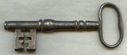 Beautiful Old 19th c. Steel 'Jail Key', Smaller Size, Great Patina