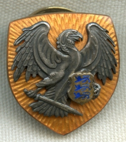 Enameled Shield of Extremely Rare 1st Armored Car Group Def League Tallinn (Estonia) Reg. Unit Badge