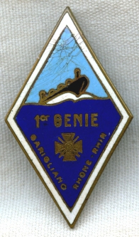 Ca. Late 1940s-Early 1950s French 1st Engineer Regiment Badge/Insigne Pour Le 1 Rgiment du Gnie