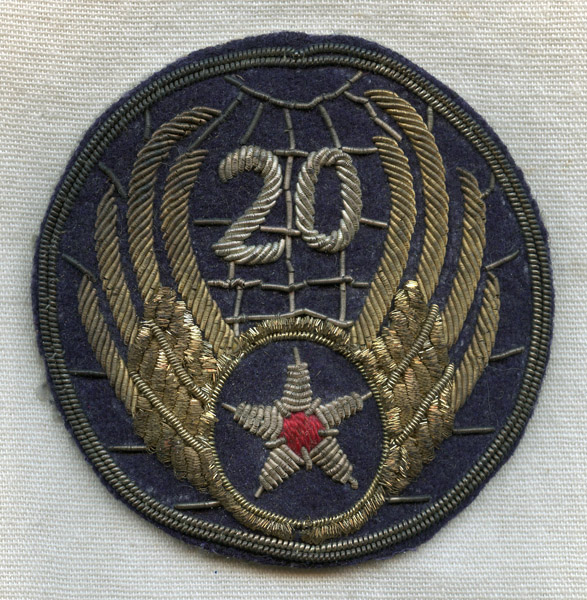 Unique WWII USAAF 20th AF Bullion Shoulder Patch Handmade n China Owned ...