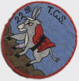 Korean War USAF 22nd Troop Carrier Squadron Patch. Japanese-Made.