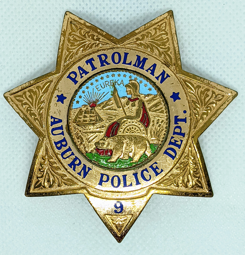 Ca 1960 Auburn CA Police Patrolman Badge #9 by Entenmann: Flying Tiger ...