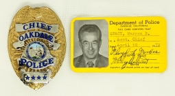 1980's Oakdale CA. Police  Chief Badge by V&V, with 1972 Asst.Chief Credentials