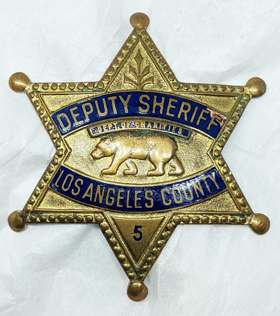 Rare early 1920's LA County Department of Charities Deputy Sheriff ...