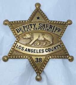 Beautiful 1920's Los Angeles County Road Department Deputy Sheriff Badge #38 by Chipron