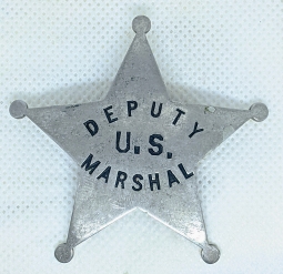 Fantastic 1890s Old West Deputy US Marshal Hand-Stamped 5 pt Star in Nickel Plated Nickel