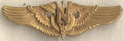 Rare WWII USAAF Flight Nurse Wing in Gold Fill on Silver with Enamel