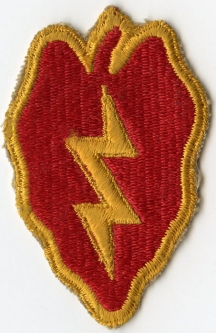 WWII US Army 25th Infantry Tropic Lightning Division Shoulder Patch with White Backing